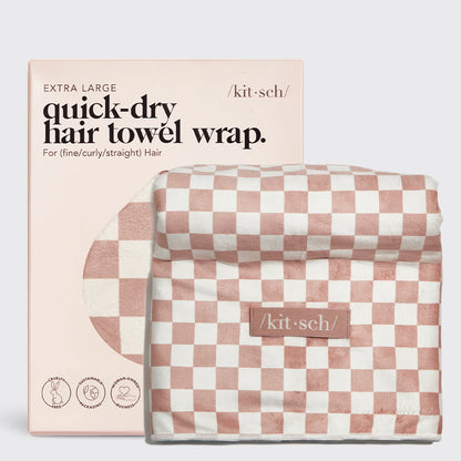 Kitsch | Checker XL Hair Towel Wrap | Terracotta