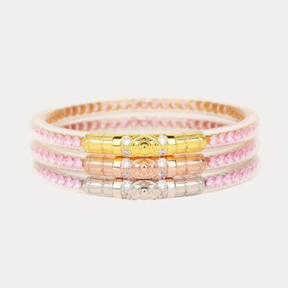 BuDhaGirl | Three Kings Crystal Bangle Stack | Petal Pink