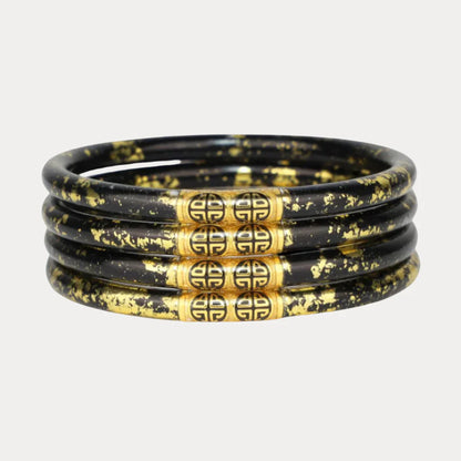 BuDhaGirl | Set of 4 Koi All Weather Bangles | Noir (Black/Gold)