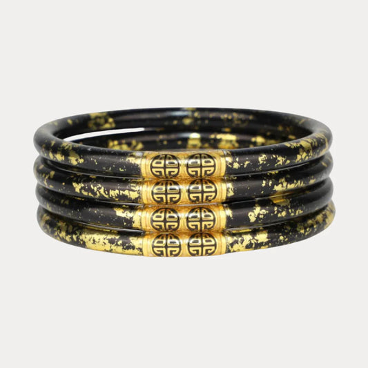 BuDhaGirl | Set of 4 Koi All Weather Bangles | Noir (Black/Gold)