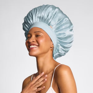 Kitsch | Haze Blue Oversized Satin Bonnet