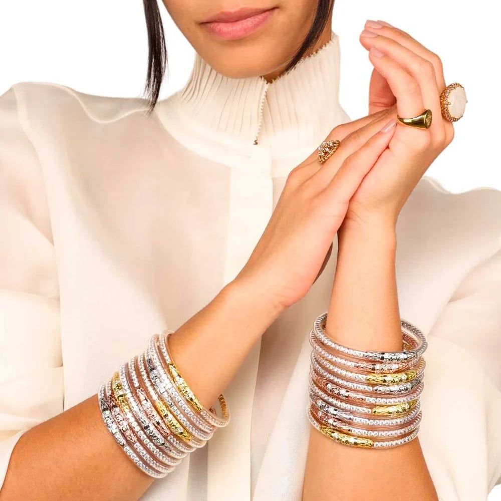 BuDhaGirl | Three Kings Crystal Bangle Stack | Clear