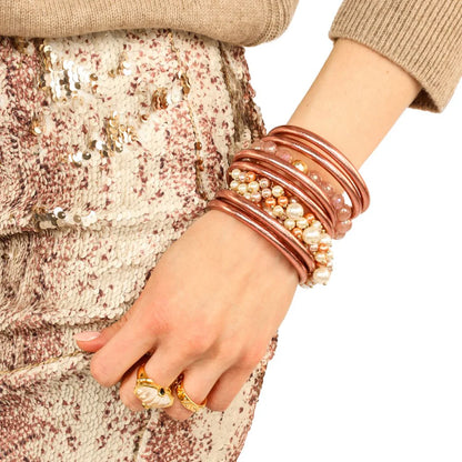 BuDhaGirl | Set of 6 All Weather Bangles | Rose Gold