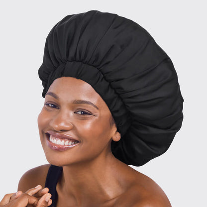 Kitsch | Black Satin Bonnet | XL