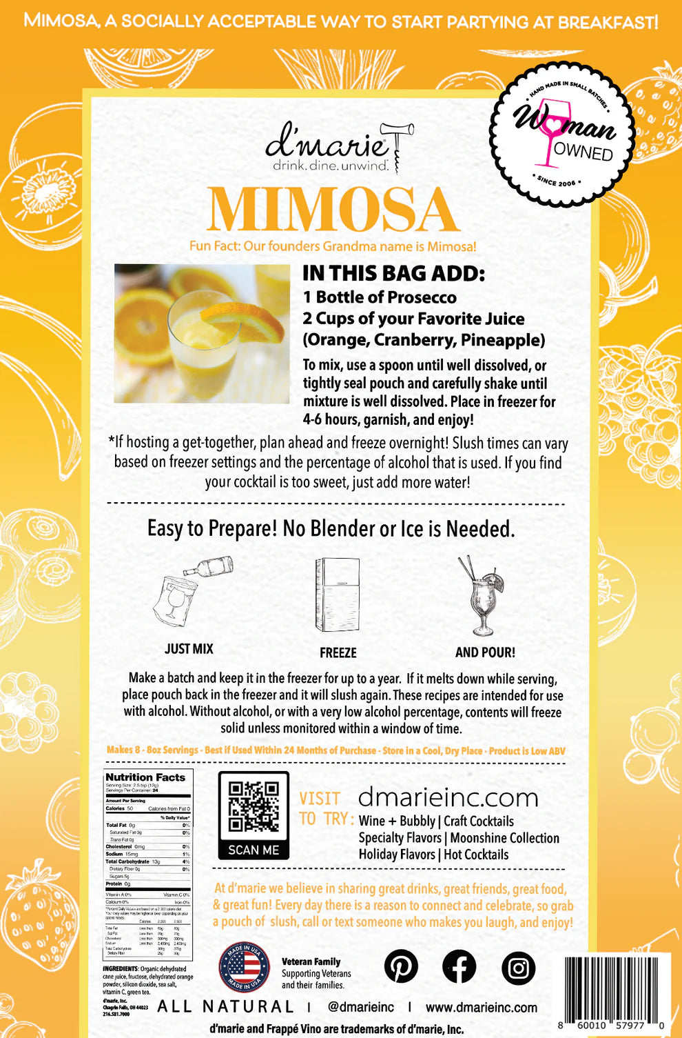 d'marie Craft Cocktail Slush Mix | Mimosa