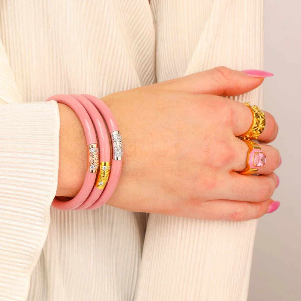 BuDhaGirl | Three Kings Bangle Stack | Blush
