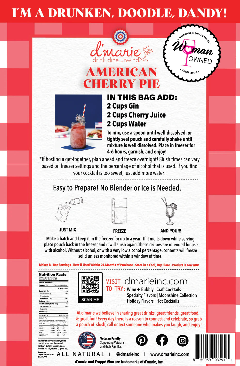 d'marie Craft Cocktail Slush Mixes | Fourth of July Mixes