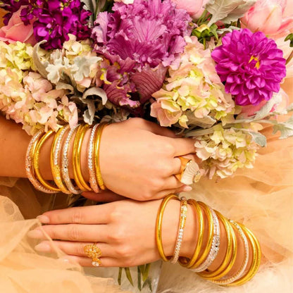 BuDhaGirl | Three Kings Crystal Bangle Stack | Clear