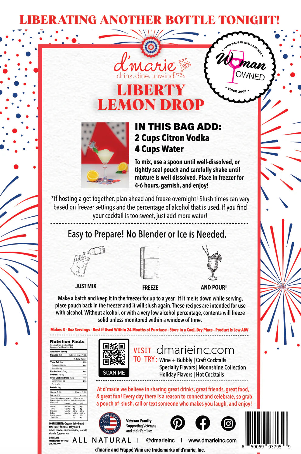 d'marie Craft Cocktail Slush Mixes | Fourth of July Mixes