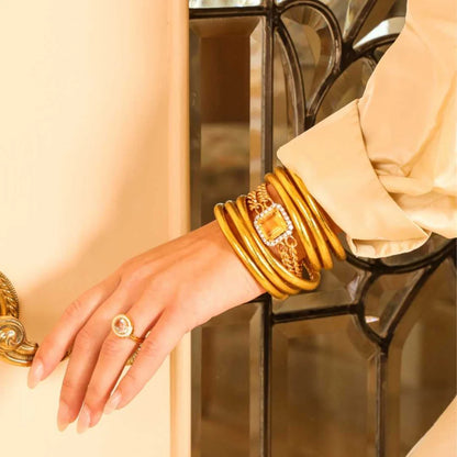 BuDhaGirl | Set of 9 All Weather Bangles | Gold