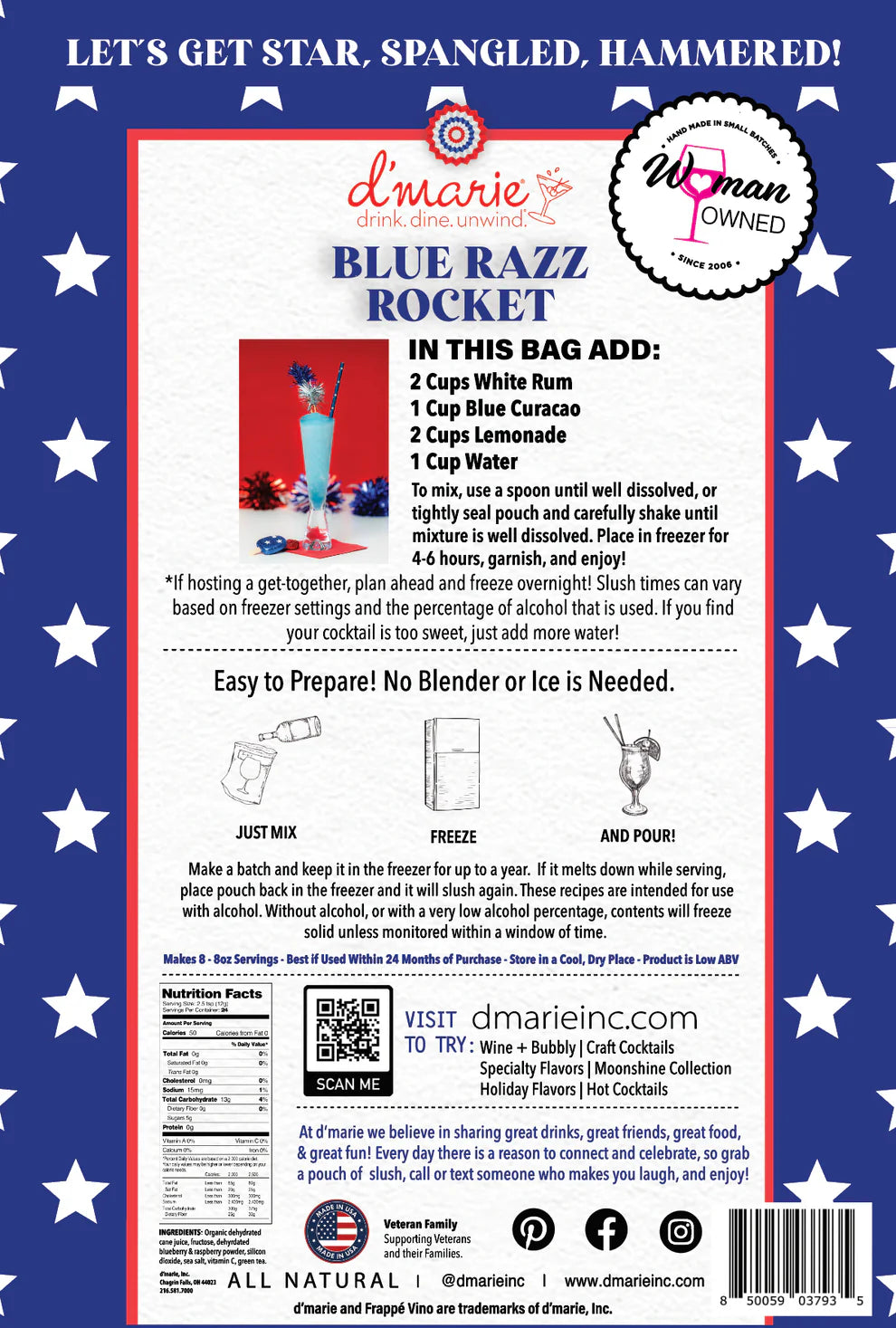 d'marie Craft Cocktail Slush Mixes | Fourth of July Mixes