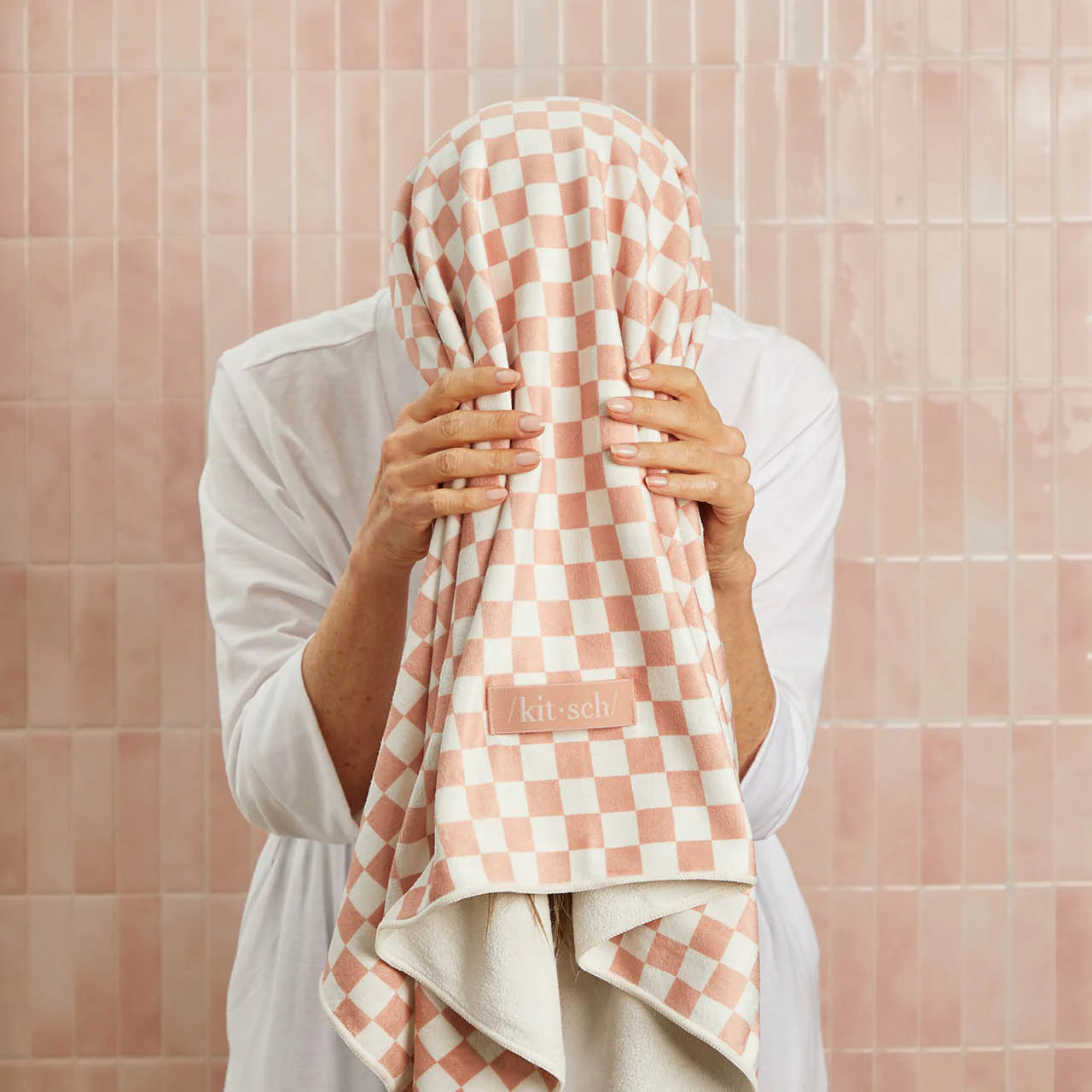 Kitsch | Checker XL Hair Towel Wrap | Terracotta