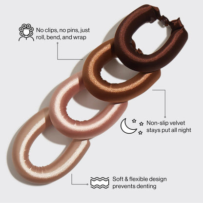 Kitsch | Rosewood Jumbo Satin Flexi Rods | 4pc Set