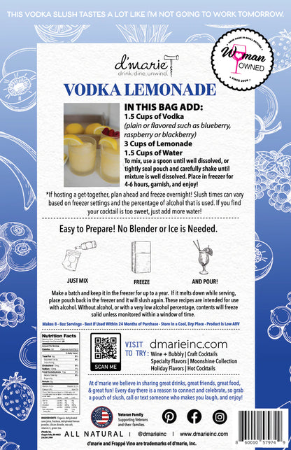 d'marie Craft Cocktail Slush Mix | Vodka Lemonade