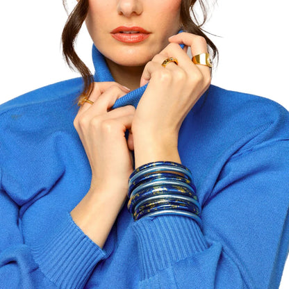 BuDhaGirl | Set of 4 Koi All Weather Bangles | Saffir (Blue/Gold)