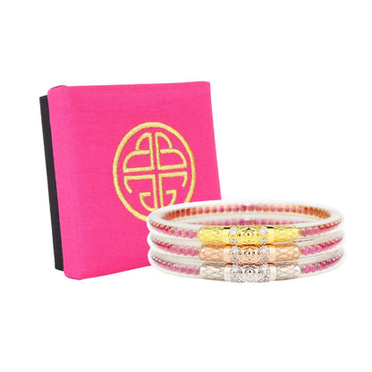 BuDhaGirl | Three Kings Crystal Bangle Stack | Epic Pink