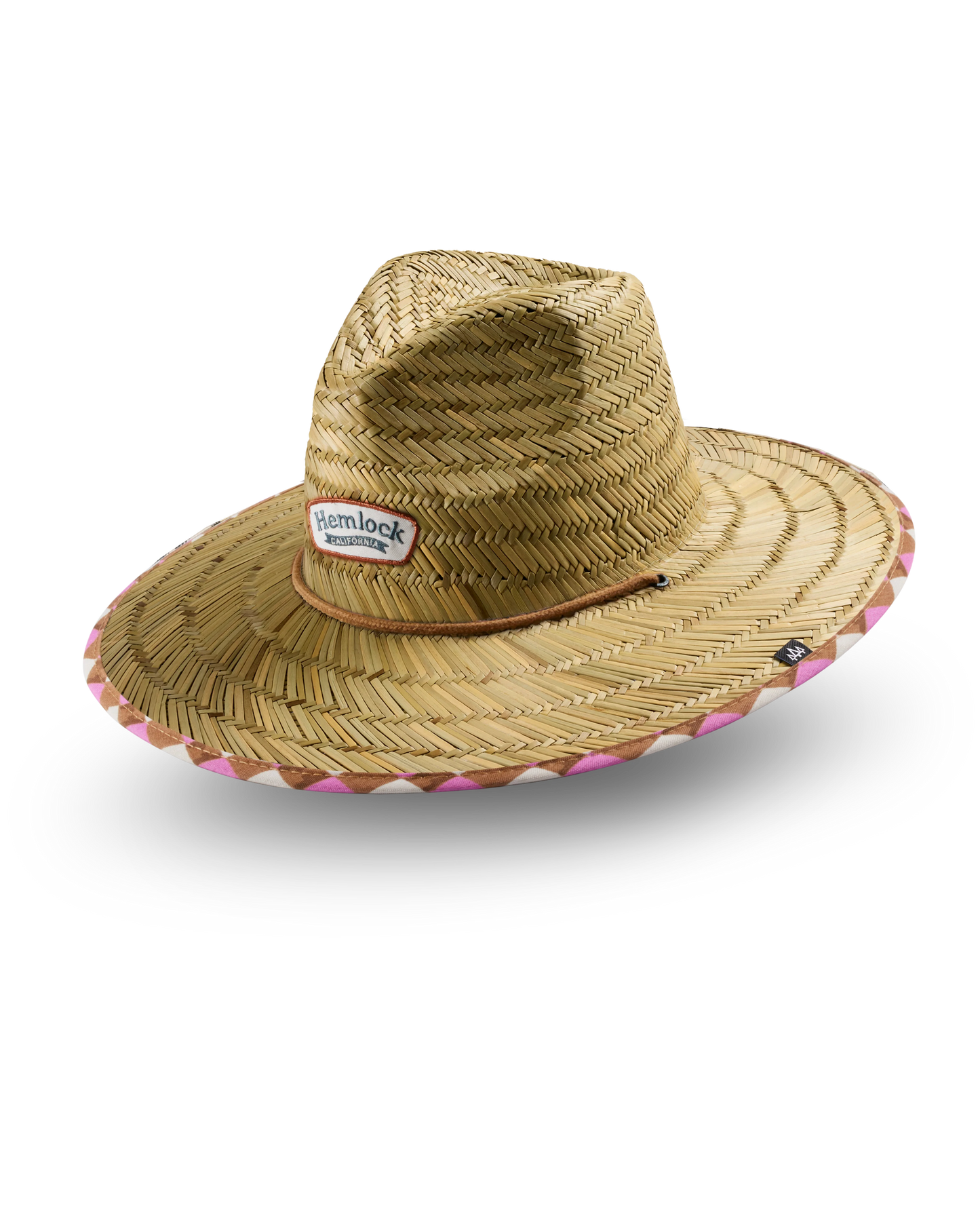 Hemlock Hats UPF 50+ Lifeguard Straw Hat | Pink Check