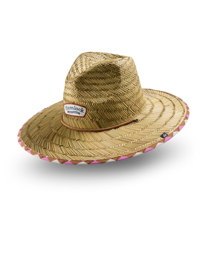 Hemlock Hats UPF 50+ Lifeguard Straw Hat | Pink Check