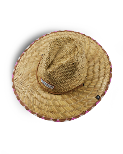 Hemlock Hats UPF 50+ Lifeguard Straw Hat | Pink Check