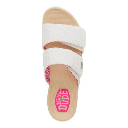 Hey Dudes Delray Slide Eyelet | White