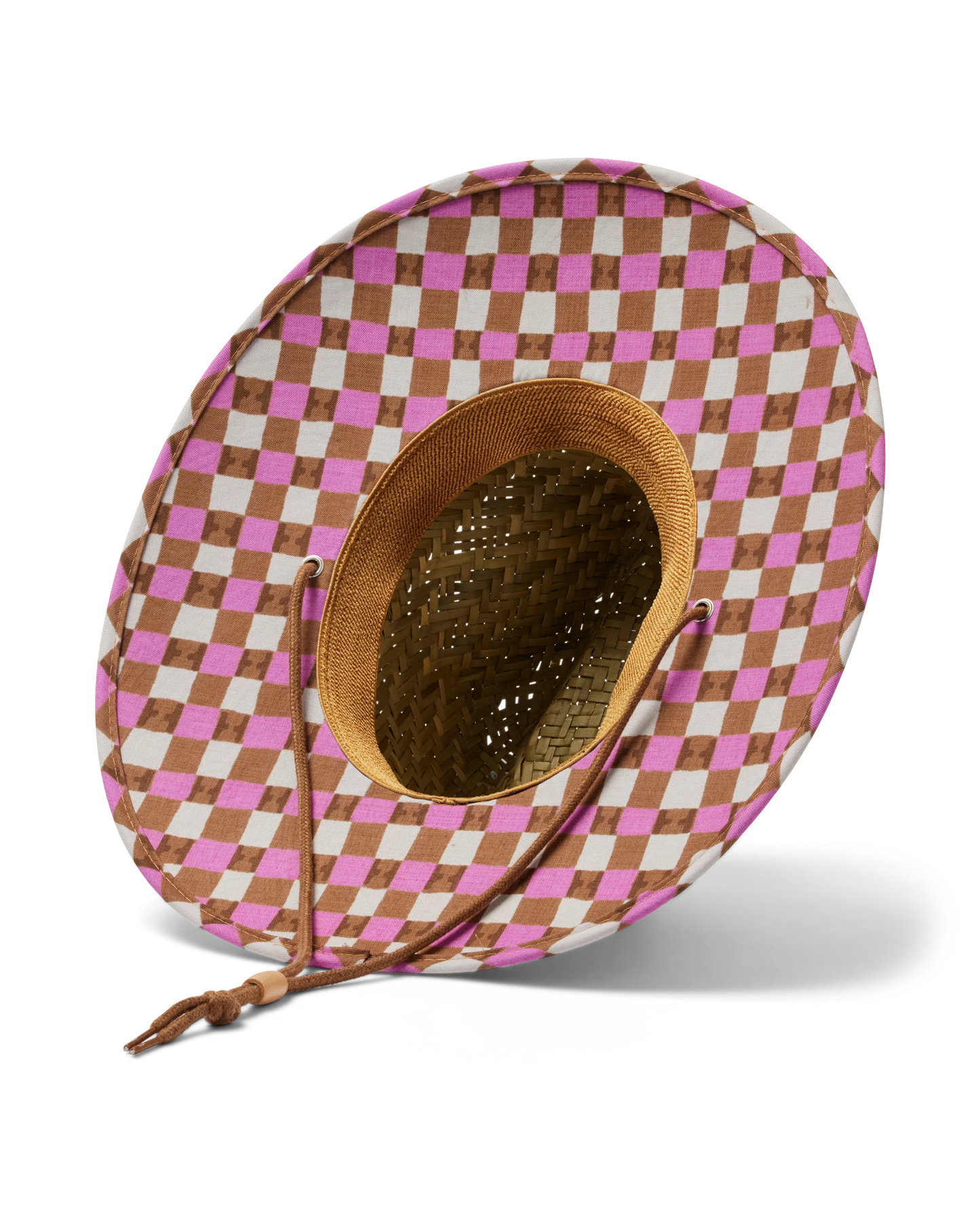 Hemlock Hats UPF 50+ Lifeguard Straw Hat | Pink Check