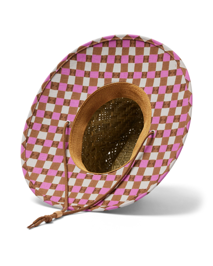 Hemlock Hats UPF 50+ Lifeguard Straw Hat | Pink Check
