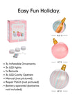 Inflatable Christmas Ornaments - Pink Light Up