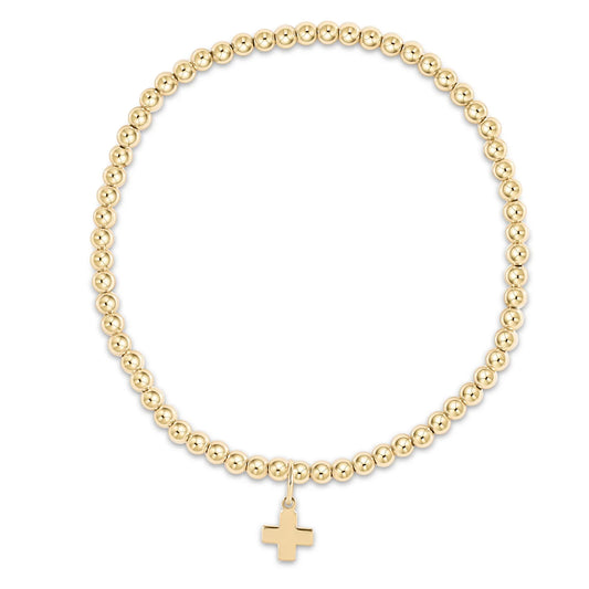 enewton | classic gold 3mm bead bracelet | signature cross gold charm