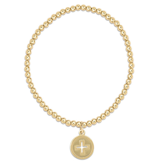 enewton | classic gold 3mm bead bracelet | signature cross gold disc