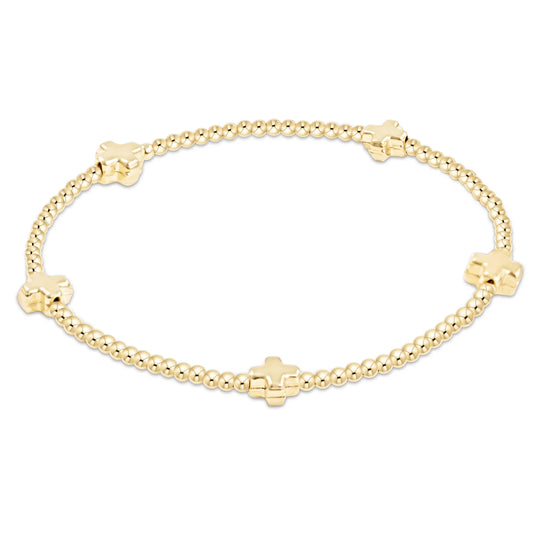 enewton | egirl signature cross small gold pattern 2mm bead bracelet | gold