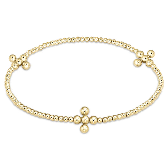 enewton | signature cross gold pattern 2mm bead bracelet | classic beaded signature cross gold  3mm bead gold