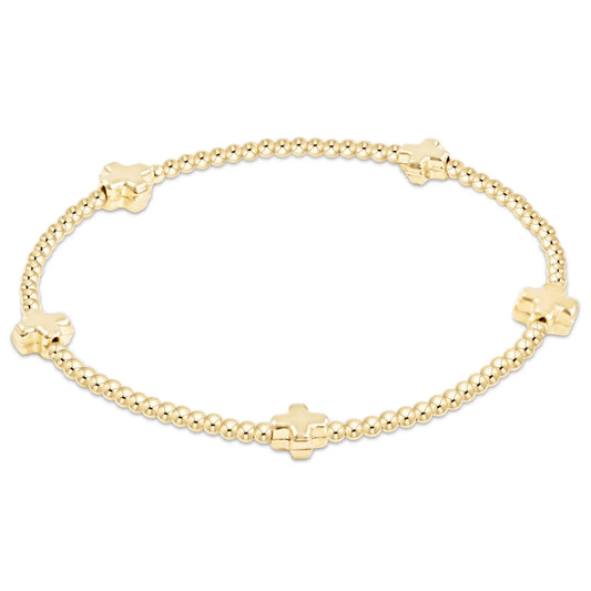 enewton | signature cross small gold pattern 2mm bead bracelet | gold
