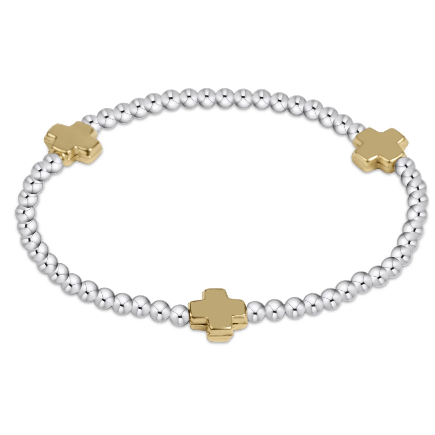 enewton | signature cross sterling mixed metal pattern 3mm bead bracelet | gold