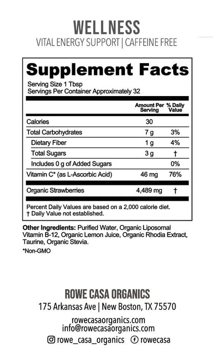 Rowe Casa Organics Vitality Energy Support | 16 oz - IN STORE ONLY