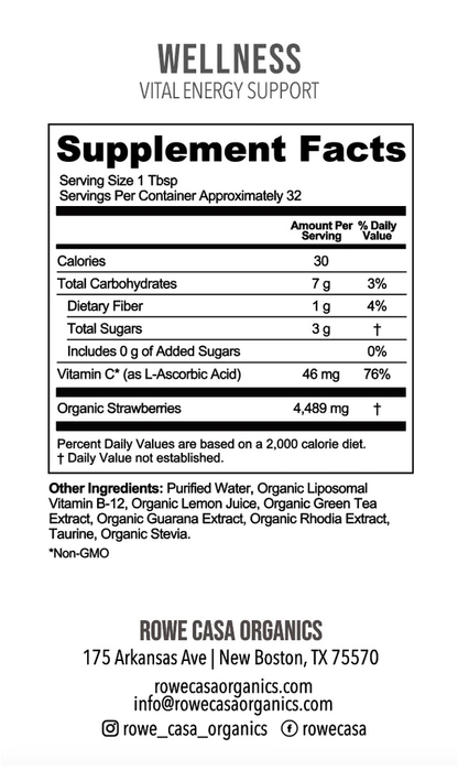 Rowe Casa Organics Vitality Energy Support | 16 oz - IN STORE ONLY
